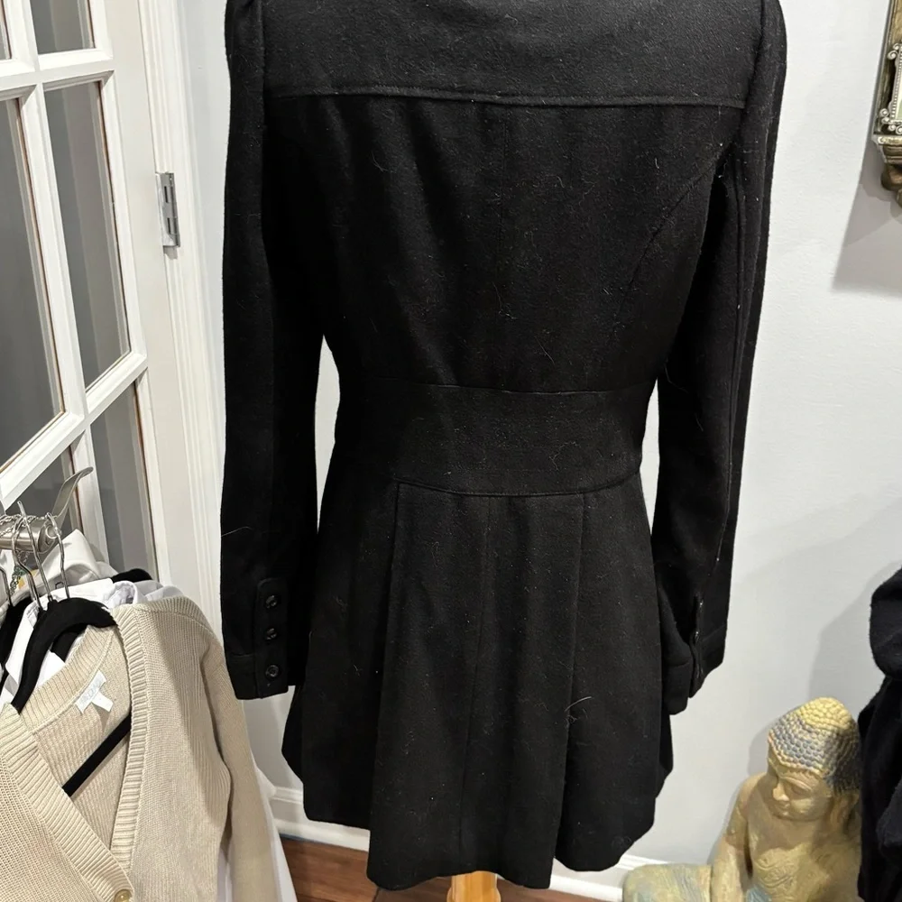 Anthropologie Black A-Line Wool Coat